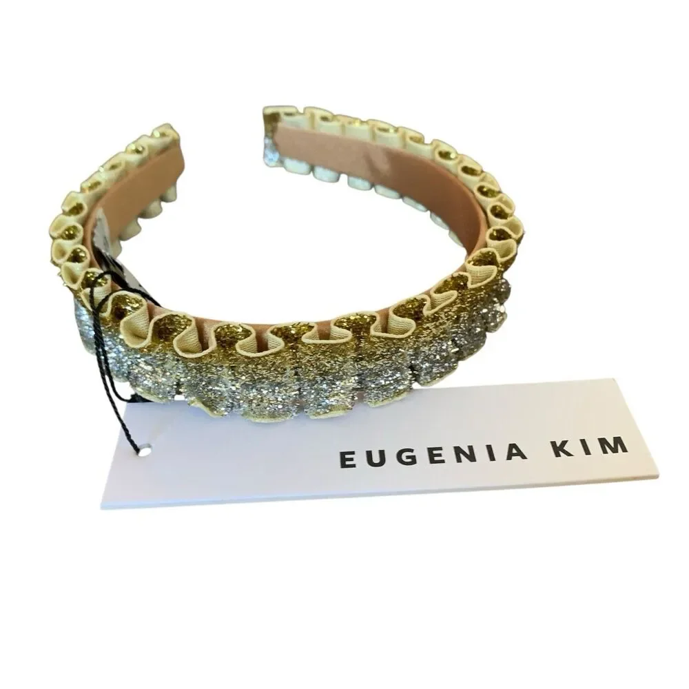 Eugenia Kim Rafaela Headband Holiday XMAS Metallic Velvet Gold Silver Ombre NWT